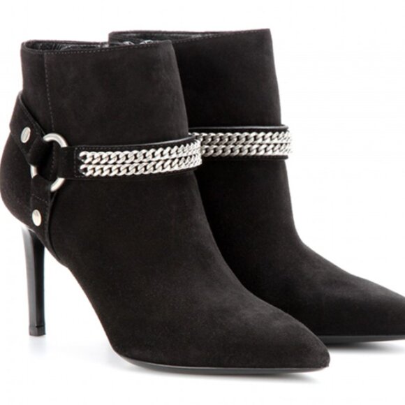 $1200 Saint Laurent YSL Harness Chain Paris Suede Boots Size 8.5 - Picture 1 of 12